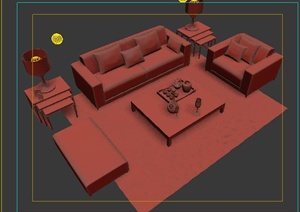 室内装饰现代沙发茶几3dmax模型