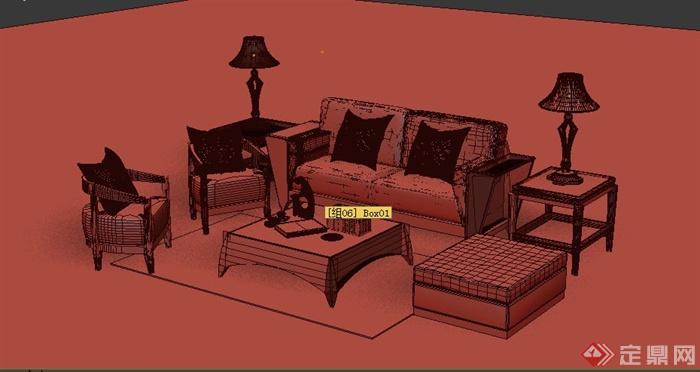 某混搭式客厅沙发组合沙发设计3DMAX模型(1)