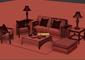某混搭式客厅沙发组合沙发设计3DMAX模型