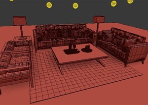 某混搭式客厅沙发组合设计3DMAX模型