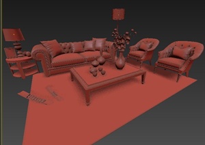 欧式风格室内沙发组合3dmax模型