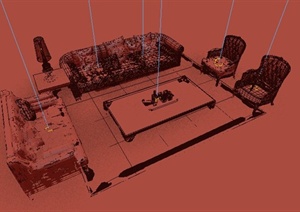 某欧式风格家具沙发组合设计3DMAX模型
