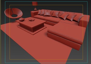 室内装饰现代沙发组合家具3dmax完整模型
