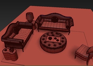 欧式风格家具沙发组合设计3DMAX模型
