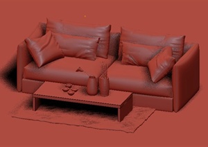 两个沙发和茶几设计3DMAX模型