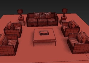 某中式多组沙发组合设计3DMAX模型