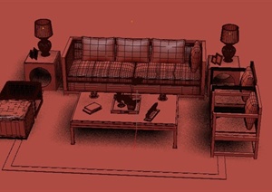 某中式风格家具沙发设计3DMAX模型