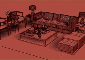 某中式家具沙发设计3DMAX模型