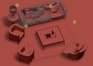一套简欧沙发茶几组合设计3DMAX模型