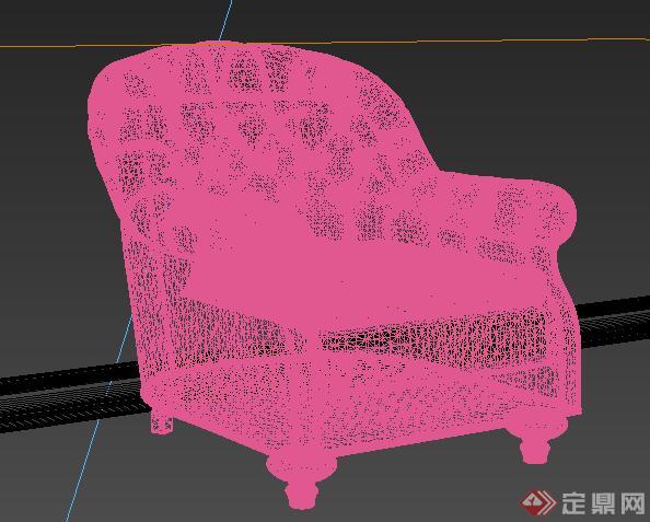现代客厅皮革单人沙发3DMAX模型(1)