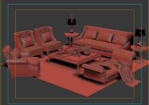室内装饰欧式风格沙发组合3dmax模型