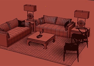 某中式组合沙发设计3DMAX模型