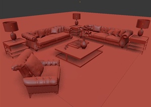 某套欧式沙发茶几组合设计MAX模型