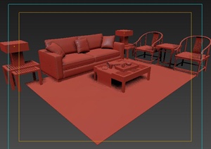 室内装饰混搭沙发组合3dmax模型