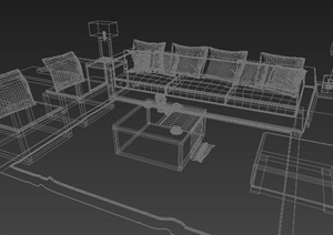 现代客厅室内沙发、茶几组合3DMAX模型