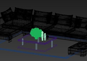 现代沙发、茶几组合3DMAX模型