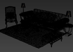 欧式沙发、茶几组合3DMAX模型