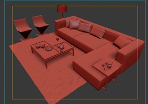 室内设计现代风格沙发组合家具3dmax模型