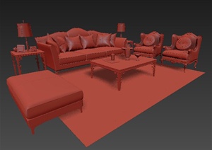 室内设计欧式沙发组合3dmax模型