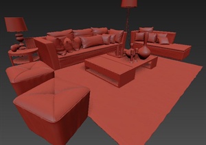 室内设计现代沙发组合家具3dmax模型