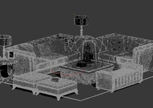 某欧式茶几、沙发组合设计3DMAX模型