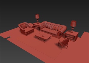 一套欧式沙发家具组合3DMAX模型
