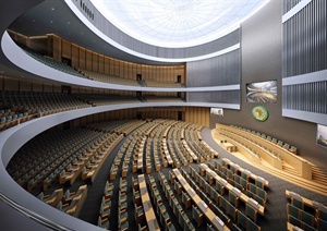 非盟会议厅建筑室内设计3DMAX模型（带效果图）