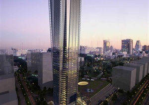 东莞某超高层综合大厦建筑设计3DMAX模型（带效果图）