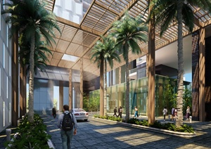 某现代超高层办公大楼建筑设计3dmax模型（含室内绿化效果图）