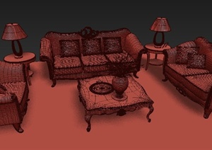 一套沙发家具组合设计3DMAX模型