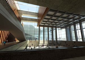 邯郸艺术中心建筑设计3DMAX模型（带效果图）
