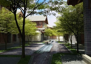 丽江古城某五星级酒店建筑设计3DMAX模型（带效果图）