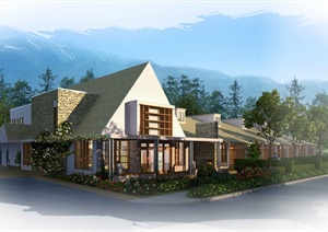 某现代风格农村自建别墅建筑设计3dmax模型（含效果图）