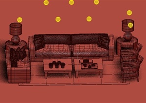 某中式客厅家具沙发组合设计3DMAX模型
