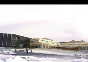 山西图书馆建筑设计3DMAX模型（带效果图）