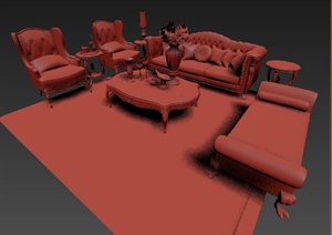 室内装饰欧式风格沙发3dmax模型