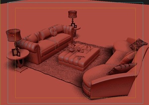 一套欧式沙发茶几设计MAX模型