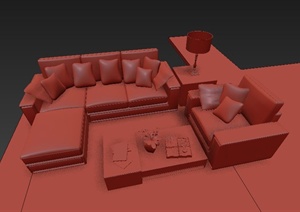 某混搭风格沙发茶几组合设计3DMAX模型