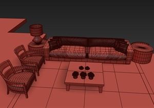 某混搭风格家具沙发组合设计3DMAX模型