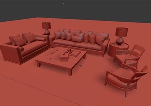 某混搭风格沙发茶几组合设计MAX模型