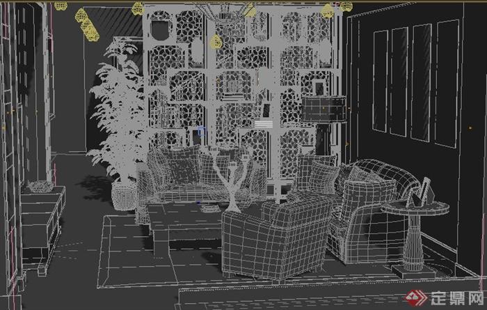 某别墅餐厅、客厅室内设计3DMAX模型(1)