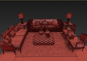 一套古典欧式沙发家具设计3DMAX模型