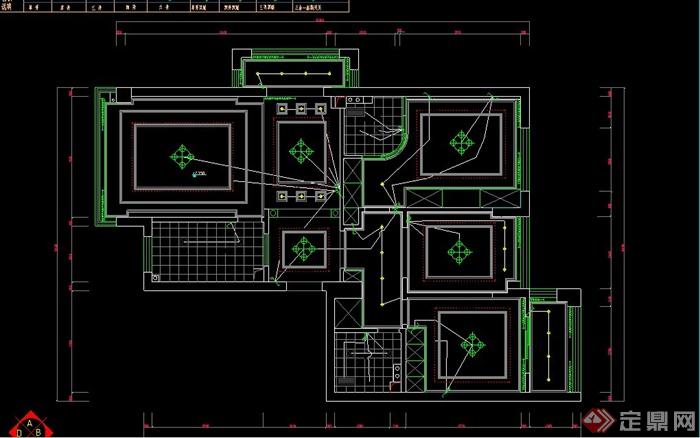某欧式两室一厅住宅空间装修设计CAD施工图(1)