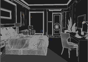 现代风格酒店客房室内装饰3DMAX模型