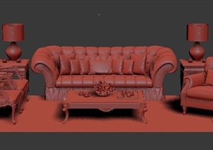 欧式风格沙发组合3dmax模型