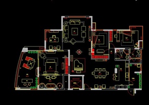 某三层三室一厅住宅建筑室内设计CAD施工图