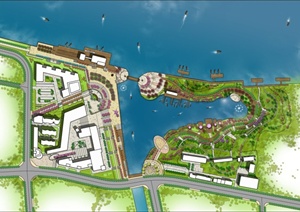 某滨水区景观规划设计方案图（含CAD+彩平图）