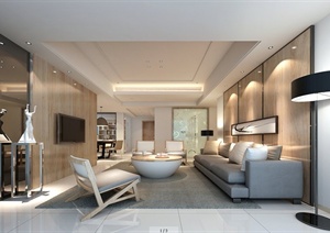 某侨城华府三室住宅空间室内设计CAD施工图与JPG效果图