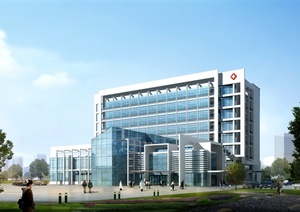 北京某医院建筑设计SU(草图大师)模型（含CAD+效果图）