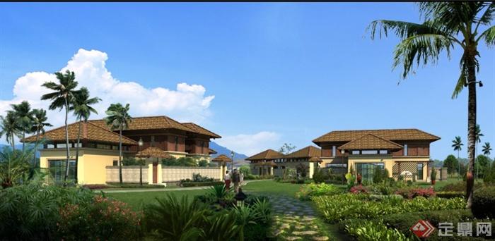 东南亚风格别墅和景观设计PSD效果图(1)